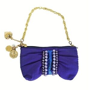 Samantha Thavasa Petit Choice Mini Pouch Charm Chain Heart Peace Purple Wristlet